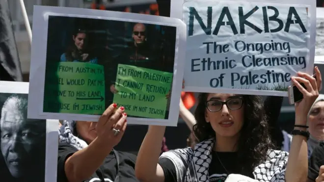 متظاهرون فلسطينيون في الضفة الغربية يحيون ذكرى "النكبة"