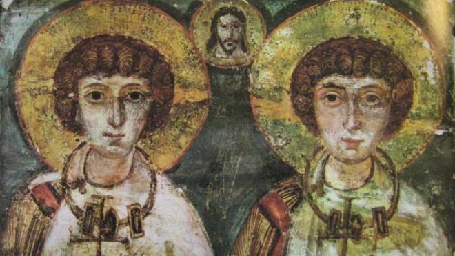 Imagem dos santos Sérgio e Baco, datada do século7