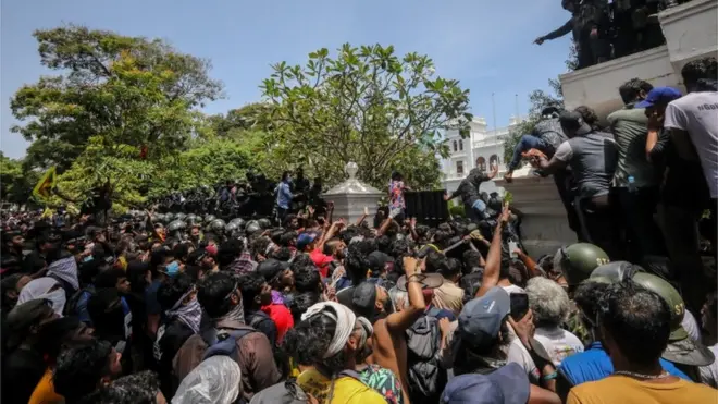 While protesters did in fact break into the prime minister's office in Colombo, other viral claims wrongly stated other official buildings were invaded