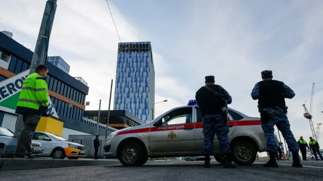 A reported drone attack in central Moscow