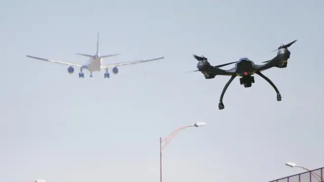 Drone being flown near a plane