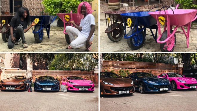 Ikorodu Bois don enta Nigerian billionaire daughters Ferrari Portofino mata
