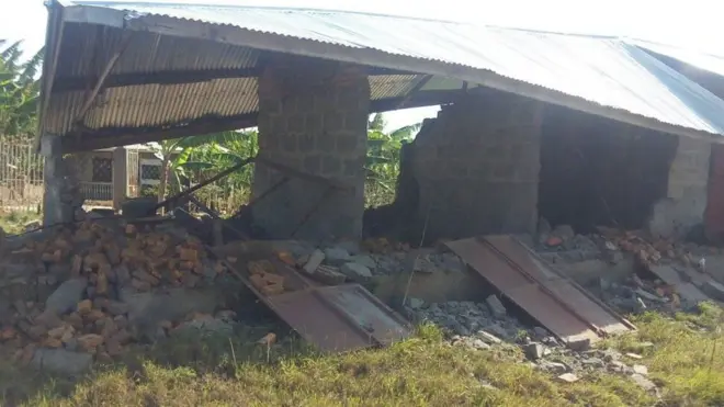 Nyumba zilizoporomoshwa na tetemeko la ardhi nchini Tanzania