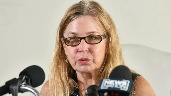 Mamie Mitchell speaks during press conference