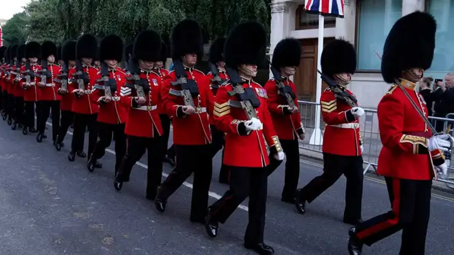 Grenadier Guards rehearse for the funeral of Queen Elizabeth II