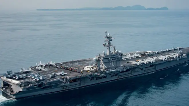 4月15日，卡尔文森号航母出现在印度洋上印尼附近的异他海峡。这艘航母被证实目前还在澳大利亚附近进行演习。