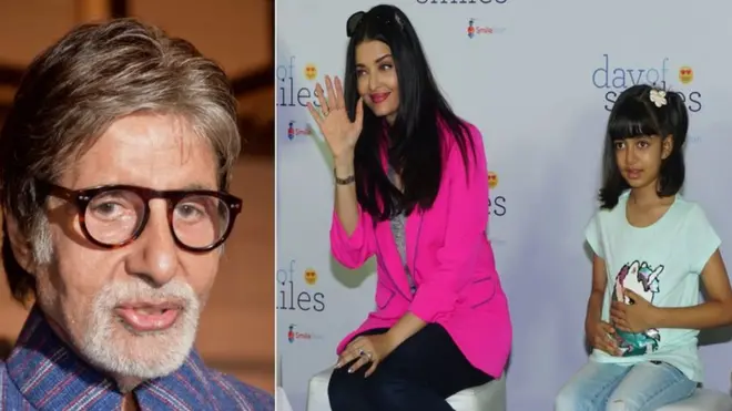 أميتاب وزوجة ابنه وحفيدته