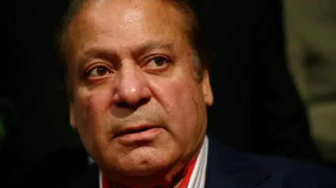 Ousted Prime Minister of Pakistan, Nawaz Sharif, speaks during a news conference at a hotel in London, Britain on 11 July 2018.