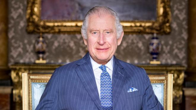 The new photos were taken in the Blue Drawing Room at Buckingham Palace