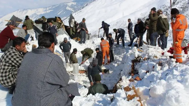 हिमस्खलन, बर्फ़बारी, कश्मीर