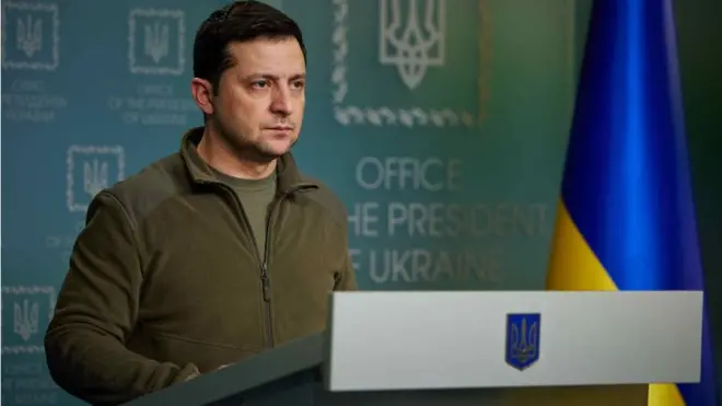 آقای زلنسکی روز جمعه و پس از عملیات نظامی روسیه علیه اوکراین یک کنفرانس خبری برگزار کرد