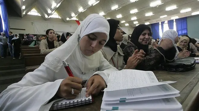 Moroccan students gather at Hassan II University in Casablanca