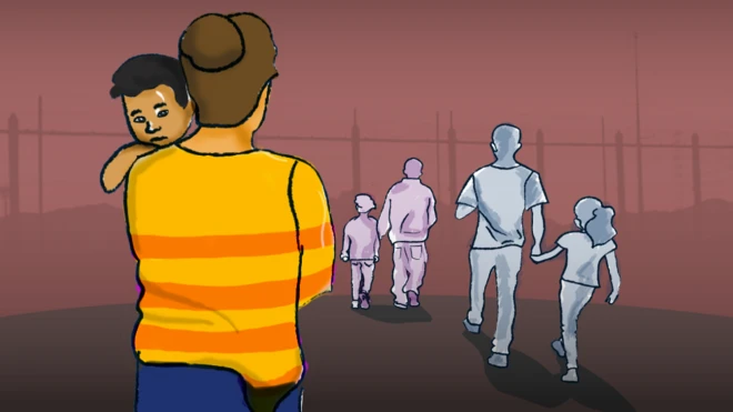 Ilustración gente caminando