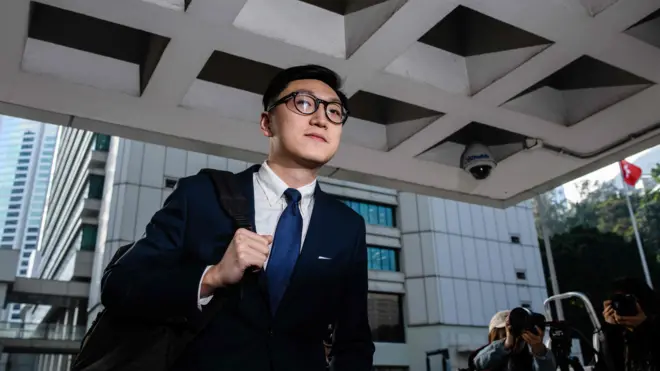 梁天琦进入香港高等法院大楼（18/1/2018）