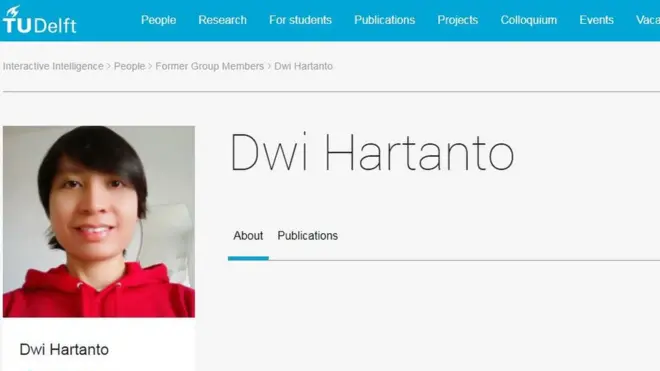 Profil Dwi Hartanto di situs universitas TU Delft Belanda.
