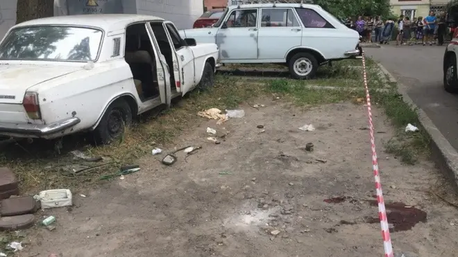 Місце вибуху у Святошинському районі Києва