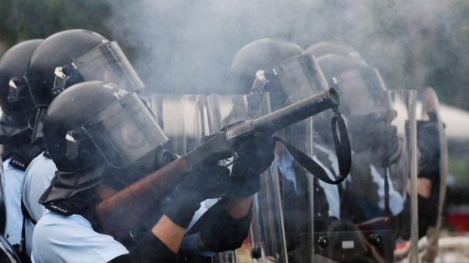 Полиция применяет слезоточивый газ против демонстрантов у здания парламента