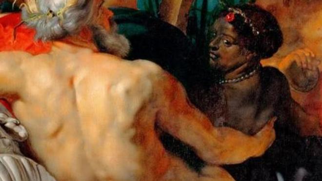鲁本斯（Rubens）的作品《天堂的四条河流》（The Four Rivers of Paradise）[亦称作《四大洲》（the four continents）]就十分不同寻常，画中有一位强壮的黑人女性形象（Credit: Getty Images）
