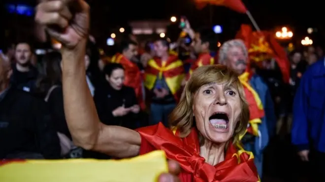 A supporter of campaign to boycott a referendum on changing Macedonia's name