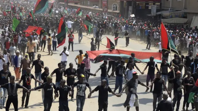 Ndị na-eme ngagharị iwe maka nwereonwe Biafra