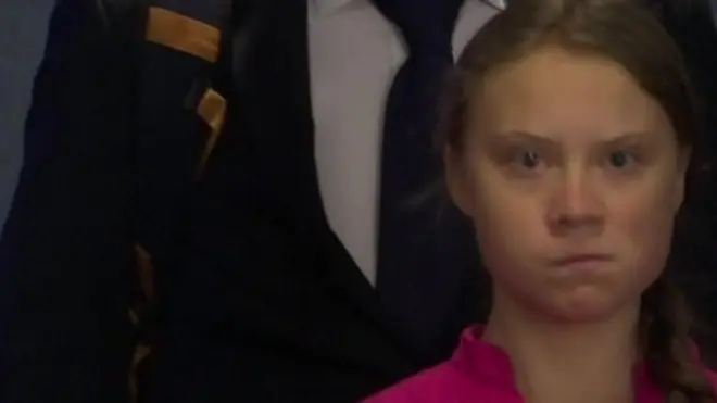 Greta Tunberg u trenutku kada je ugledala Donalda Trampa