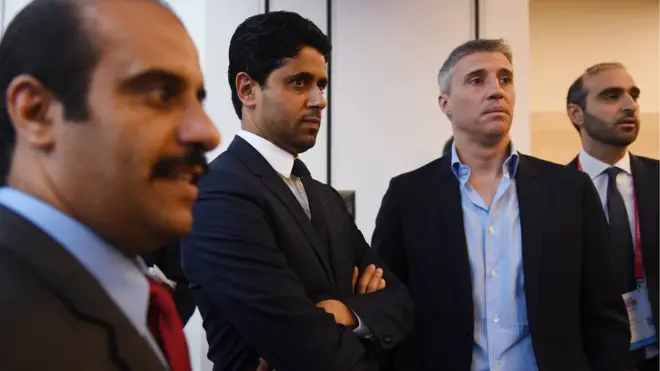 Nasser Al-khelaïfi aux côté de Herman Crespo, à l'issue d'un dîner de partenaires.