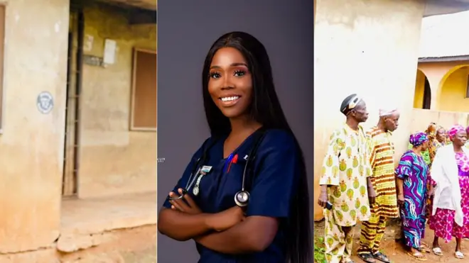 Aworan ile ti Boluwatifẹ gbe, boluwatifẹ atawọn ara adugbo rẹ.