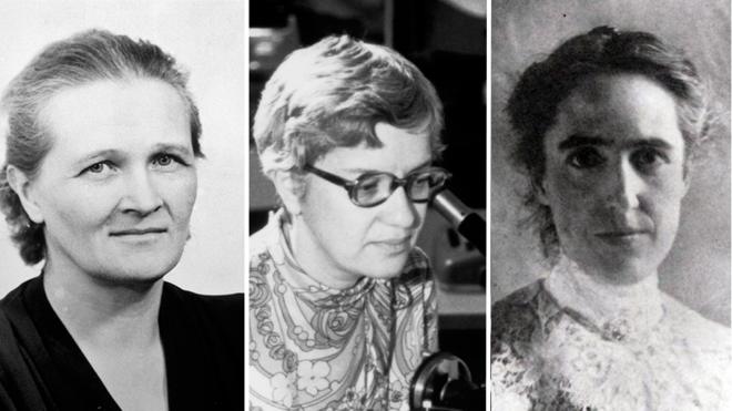 Cecilia Payne-Gaposchkin, Vera Rubin y Henrietta Swan Leavitt.