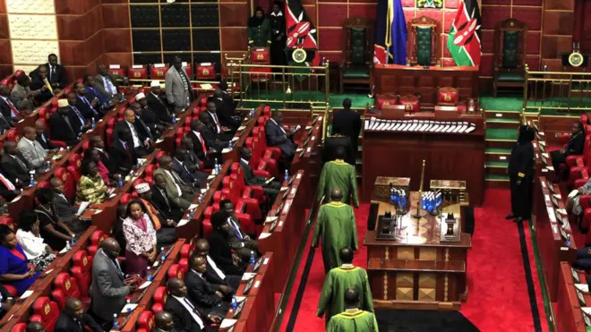 Suasana pembukaan sidang parlemen di Kenya.