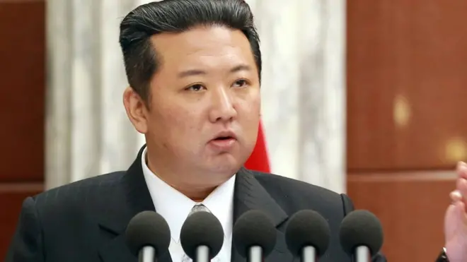 North Korean leader Kim Jong Un attends a plenary meeting in image released on 28 December