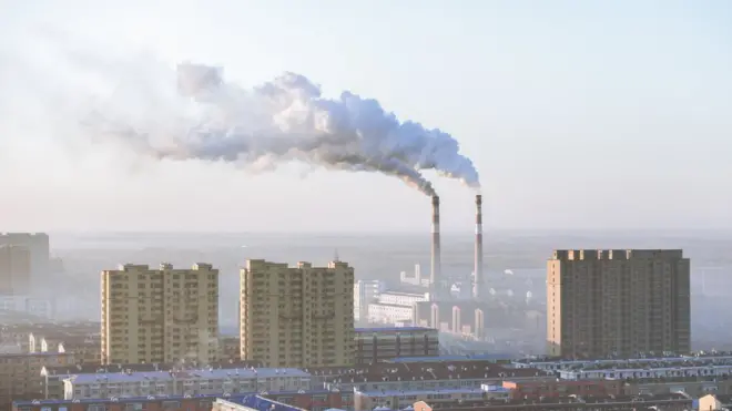 chimney in beijing - stock photo