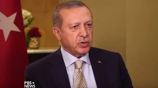 New York'ta PBS televizyonuna konuşan Cumhurbaşkanı Erdoğan, "Irak'la 350 kilometre sınır hattımız varken Türkiye olarak böyle bir referandumu nasıl kabul edebiliriz?" diye sordu.