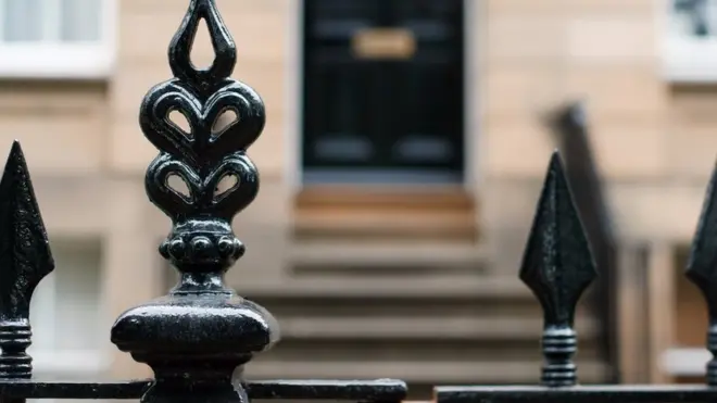 Mansion gate stock photo