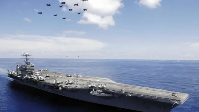 링컨호의 모습. 미국 핵 항공모함의 한반도 전개는 4년 5개월만이다.
