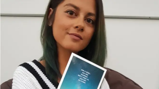 "When it's raining, search for the rainbow. When it's dark, look after the stars" read Mathaya Winter's message