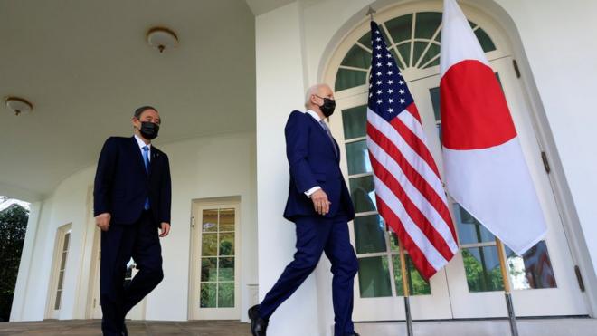 日本首相菅義偉周五與美國總統拜登舉行會談。
