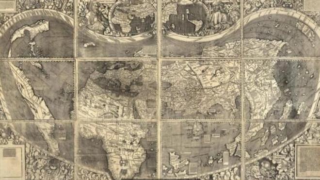 Bản đồ Waldseemüller lần đầu tiên mô tả thế giới mới.