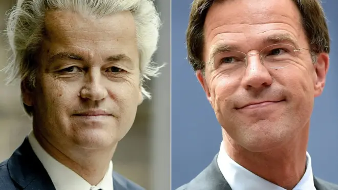 Основная борьба, как ожидается, развернется между партиями Герта Вилдерса (слева) и Марка Рютте