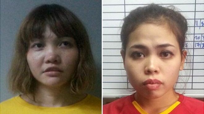 段氏香（左）与茜蒂·艾希亚（右）被捕后拍摄的档案照片（皇家马来西亚警察发放照片19/2/2017）