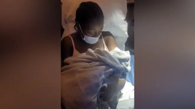 GG gave birth to her baby boy prematurely on the flight from Ghana to the US