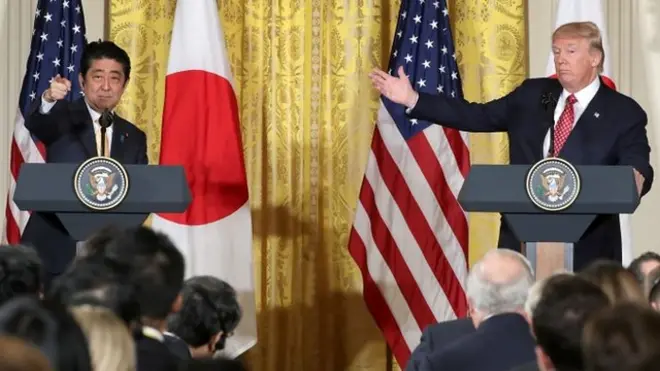 Trump recibió a Abe en la Casa Blanca antes de viajar a Florida.