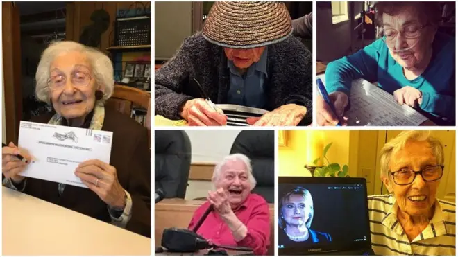 Para perempuan yang berusia lebih dari 96 tahun ini memberikan hak suaranya lewat pos dan berbagi kisah mereka.