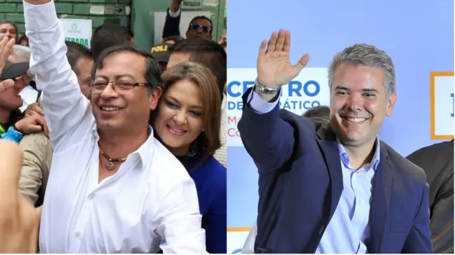 Gustavo Petro (izquierda) e Iván duque resultaron ganadores en las consultas interpartidarias desarrolladas este domingo.