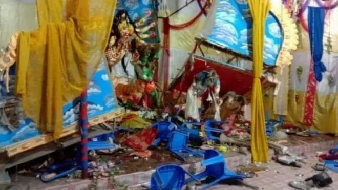 चांदपुर में हुई तोड़फोड़ की तस्वीर