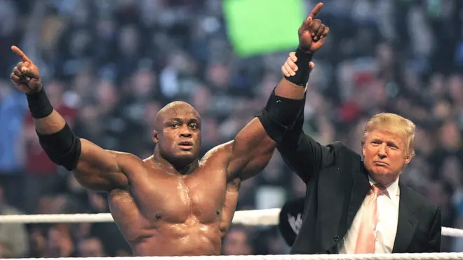 特朗普在全球摔角娛樂聯盟WWE Raw摔跤比賽上（圖片來源: Getty Images）