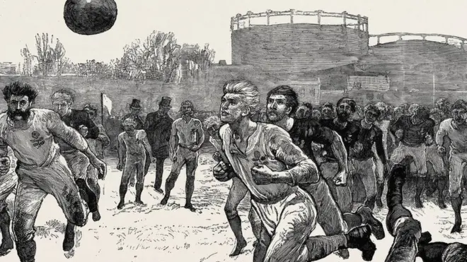 Газетная иллюстрация матча Шотландия-Англия 1872 года.