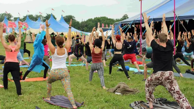Many festival-goers get up early to take part in workshops and classes