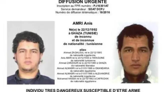 Farriinta booliska ay soo saareen ee Anis Camri oo af-Faransiis ku qoran