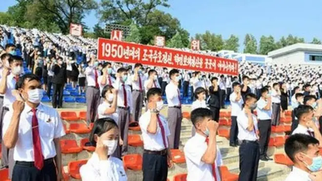 조선중앙통신이 6·25 전쟁 관련 반미 군중집회를 개최했다고 보도했다