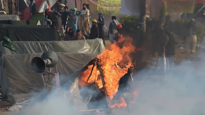 तहरीक-ए-लब्बैक के प्रदर्शनकारी